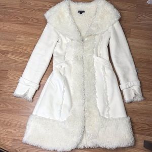 BEBE White Faux Fur Winter Coat